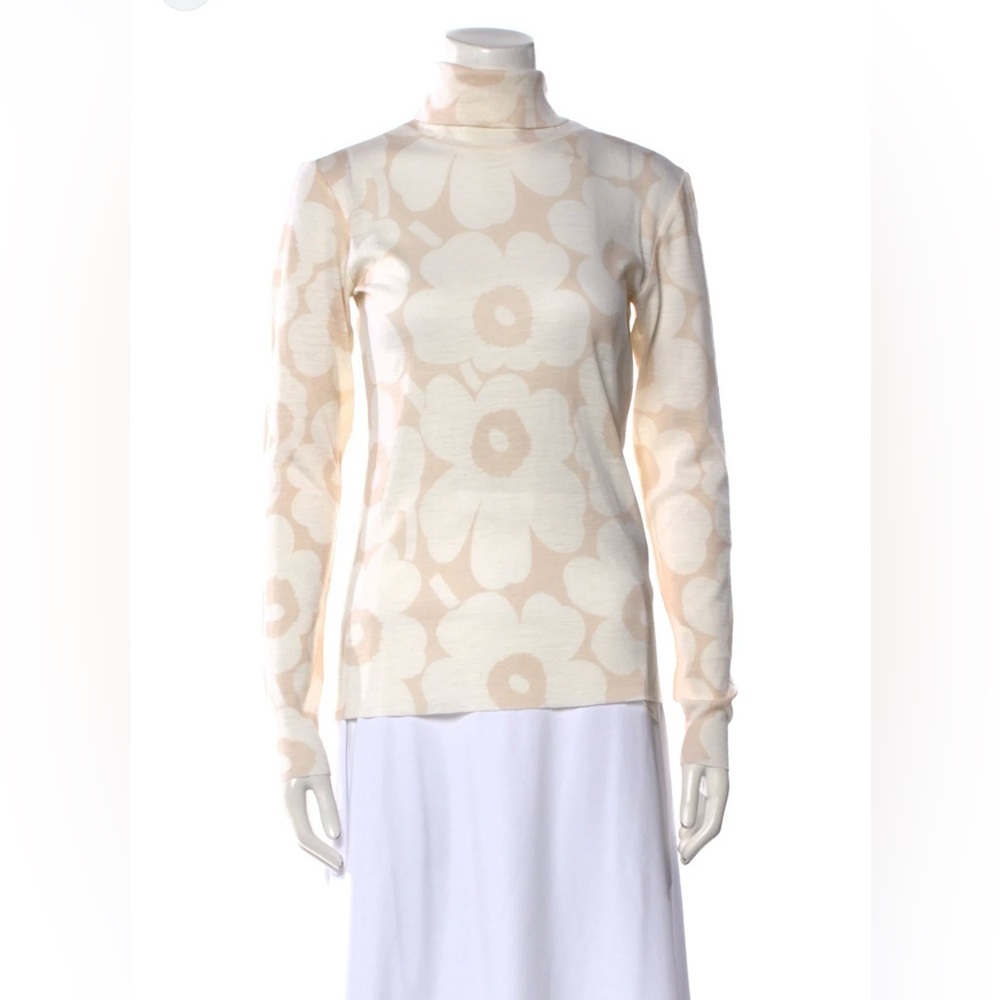 Marimekko Cream Floral Turtleneck Top